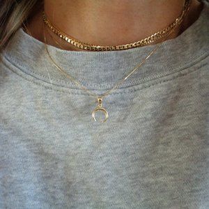 Real Solid Yellow Gold Dainty Crescent Moon Charm Pendant Stamped 10K *NO CHAIN
